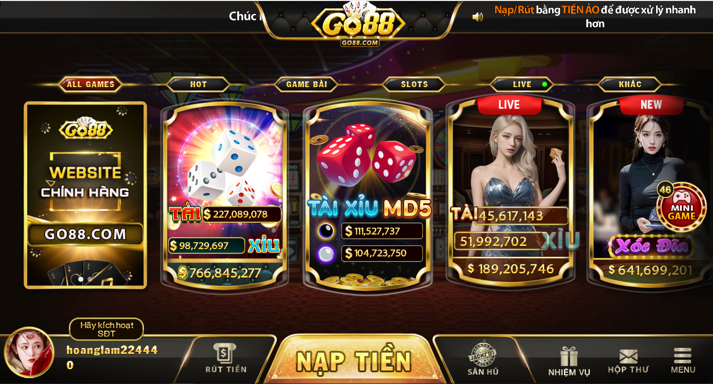 Cổng game bài đổi thưởng Go88